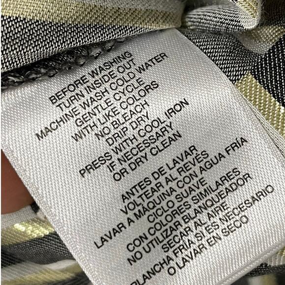 Anne Klein Gray with Gold Metallic Striped Shirt Dress size 6 - Picture 7 of 11